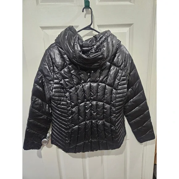 Karl Lagerfeld Paris Womens Black Quilted Puffer Jacket Gold Hardware Large - Picture 5 of 6